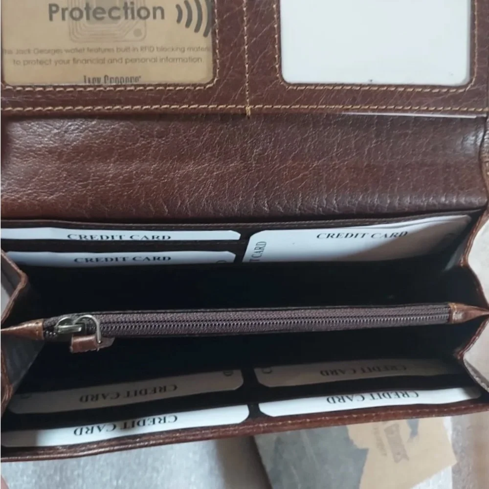 JACK GEORGES  Voyager Brown Leather Clutch Wallet NWT RFID Protected - Picture 12 of 12
